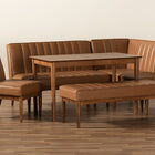 Baxton Studio Daymond Mid-Century Modern Tan Faux Leather Upholstered and Walnut Brown Finished Wood 5-Piece Dining Nook Set
