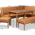 Baxton Studio Daymond Mid-Century Modern Tan Faux Leather Upholstered and Walnut Brown Finished Wood 5-Piece Dining Nook Set