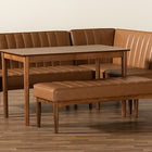 Baxton Studio Daymond Mid-Century Modern Tan Faux Leather Upholstered and Walnut Brown Finished Wood 4-Piece Dining Nook Set