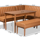 Baxton Studio Daymond Mid-Century Modern Tan Faux Leather Upholstered and Walnut Brown Finished Wood 4-Piece Dining Nook Set