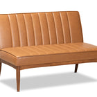 Baxton Studio Daymond Mid-Century Modern Tan Faux Leather Upholstered and Walnut Brown Finished Wood 4-Piece Dining Nook Set