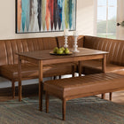Baxton Studio Daymond Mid-Century Modern Tan Faux Leather Upholstered and Walnut Brown Finished Wood 4-Piece Dining Nook Set