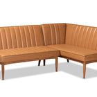 Baxton Studio Daymond Mid-Century Modern Tan Faux Leather Upholstered and Walnut Brown Finished Wood 2-Piece Dining Nook Banquette Set
