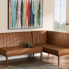 Baxton Studio Daymond Mid-Century Modern Tan Faux Leather Upholstered and Walnut Brown Finished Wood 2-Piece Dining Nook Banquette Set