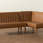 Baxton Studio Daymond Mid-Century Modern Tan Faux Leather Upholstered and Walnut Brown Finished Wood 2-Piece Dining Nook Banquette Set