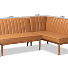 Baxton Studio Daymond Mid-Century Modern Tan Faux Leather Upholstered and Walnut Brown Finished Wood 2-Piece Dining Nook Banquette Set