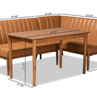 Baxton Studio Daymond Mid-Century Modern Tan Faux Leather Upholstered and Walnut Brown Finished Wood 3-Piece Dining Nook Set