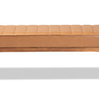 Baxton Studio Daymond Mid-Century Modern Tan Faux Leather Upholstered and Walnut Brown Finished Wood Dining Bench