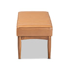 Baxton Studio Daymond Mid-Century Modern Tan Faux Leather Upholstered and Walnut Brown Finished Wood Dining Bench
