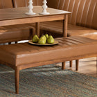 Baxton Studio Daymond Mid-Century Modern Tan Faux Leather Upholstered and Walnut Brown Finished Wood Dining Bench