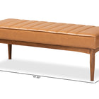 Baxton Studio Daymond Mid-Century Modern Tan Faux Leather Upholstered and Walnut Brown Finished Wood Dining Bench