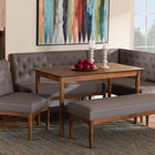 Baxton Studio Riordan Mid-Century Modern Grey Fabric Upholstered and Walnut Brown Finished Wood 5-Piece Dining Nook Set