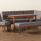 Baxton Studio Riordan Mid-Century Modern Grey Fabric Upholstered and Walnut Brown Finished Wood 5-Piece Dining Nook Set