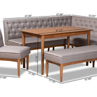 Baxton Studio Riordan Mid-Century Modern Grey Fabric Upholstered and Walnut Brown Finished Wood 5-Piece Dining Nook Set