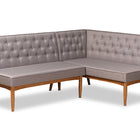 Baxton Studio Riordan Mid-Century Modern Grey Fabric Upholstered and Walnut Brown Finished Wood 2-Piece Dining Nook Banquette Set