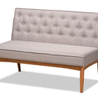 Baxton Studio Riordan Mid-Century Modern Grey Fabric Upholstered and Walnut Brown Finished Wood 2-Piece Dining Nook Banquette Set