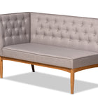 Baxton Studio Riordan Mid-Century Modern Grey Fabric Upholstered and Walnut Brown Finished Wood 2-Piece Dining Nook Banquette Set