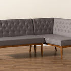 Baxton Studio Riordan Mid-Century Modern Grey Fabric Upholstered and Walnut Brown Finished Wood 2-Piece Dining Nook Banquette Set