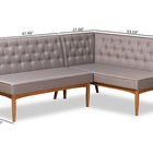 Baxton Studio Riordan Mid-Century Modern Grey Fabric Upholstered and Walnut Brown Finished Wood 2-Piece Dining Nook Banquette Set