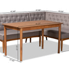 Baxton Studio Riordan Mid-Century Modern Grey Fabric Upholstered and Walnut Brown Finished Wood 3-Piece Dining Nook Set