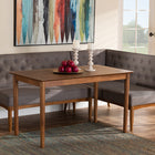 Baxton Studio Riordan Mid-Century Modern Grey Fabric Upholstered and Walnut Brown Finished Wood 3-Piece Dining Nook Set