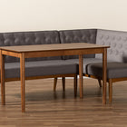 Baxton Studio Riordan Mid-Century Modern Grey Fabric Upholstered and Walnut Brown Finished Wood 3-Piece Dining Nook Set