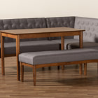 Baxton Studio Riordan Mid-Century Modern Grey Fabric Upholstered and Walnut Brown Finished Wood 4-Piece Dining Nook Set