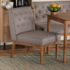 Baxton Studio Riordan Mid-Century Modern Grey Fabric Upholstered and Walnut Brown Finished Wood Dining Chair
