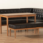 Baxton Studio Riordan Mid-Century Modern Dark Brown Faux Leather Upholstered and Walnut Brown Finished Wood 4-Piece Dining Nook Set