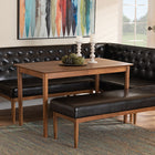 Baxton Studio Riordan Mid-Century Modern Dark Brown Faux Leather Upholstered and Walnut Brown Finished Wood 4-Piece Dining Nook Set