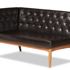 Baxton Studio Riordan Mid-Century Modern Dark Brown Faux Leather Upholstered and Walnut Brown Finished Wood 2-Piece Dining Nook Banquette Set