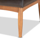 Baxton Studio Riordan Mid-Century Modern Dark Brown Faux Leather Upholstered and Walnut Brown Finished Wood 2-Piece Dining Nook Banquette Set