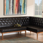 Baxton Studio Riordan Mid-Century Modern Dark Brown Faux Leather Upholstered and Walnut Brown Finished Wood 2-Piece Dining Nook Banquette Set
