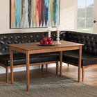 Baxton Studio Riordan Mid-Century Modern Dark Brown Faux Leather Upholstered and Walnut Brown Finished Wood 3-Piece Dining Nook Set