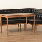 Baxton Studio Riordan Mid-Century Modern Dark Brown Faux Leather Upholstered and Walnut Brown Finished Wood 3-Piece Dining Nook Set