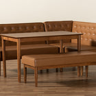 Baxton Studio Riordan Mid-Century Modern Tan Faux Leather Upholstered and Walnut Brown Finished Wood 4-Piece Dining Nook Set