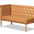 Baxton Studio Riordan Mid-Century Modern Tan Faux Leather Upholstered and Walnut Brown Finished Wood 4-Piece Dining Nook Set
