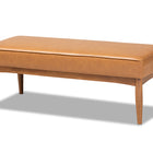 Baxton Studio Riordan Mid-Century Modern Tan Faux Leather Upholstered and Walnut Brown Finished Wood 4-Piece Dining Nook Set