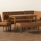 Baxton Studio Riordan Mid-Century Modern Tan Faux Leather Upholstered and Walnut Brown Finished Wood 5-Piece Dining Nook Set