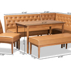 Baxton Studio Riordan Mid-Century Modern Tan Faux Leather Upholstered and Walnut Brown Finished Wood 5-Piece Dining Nook Set