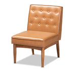 Baxton Studio Riordan Mid-Century Modern Tan Faux Leather Upholstered and Walnut Brown Finished Wood 5-Piece Dining Nook Set