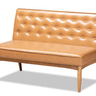 Baxton Studio Riordan Mid-Century Modern Tan Faux Leather Upholstered and Walnut Brown Finished Wood 2-Piece Dining Nook Banquette Set