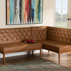 Baxton Studio Riordan Mid-Century Modern Tan Faux Leather Upholstered and Walnut Brown Finished Wood 2-Piece Dining Nook Banquette Set