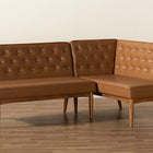 Baxton Studio Riordan Mid-Century Modern Tan Faux Leather Upholstered and Walnut Brown Finished Wood 2-Piece Dining Nook Banquette Set