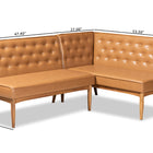 Baxton Studio Riordan Mid-Century Modern Tan Faux Leather Upholstered and Walnut Brown Finished Wood 2-Piece Dining Nook Banquette Set