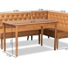 Baxton Studio Riordan Mid-Century Modern Tan Faux Leather Upholstered and Walnut Brown Finished Wood 3-Piece Dining Nook Set