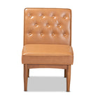 Baxton Studio Riordan Mid-Century Modern Tan Faux Leather Upholstered and Walnut Brown Finished Wood Dining Chair