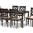 Baxton Studio Ramiro Modern and Contemporary Sand Fabric Upholstered and Dark Brown Finished Wood 7-Piece Dining Set