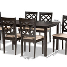 Baxton Studio Ramiro Modern and Contemporary Sand Fabric Upholstered and Dark Brown Finished Wood 7-Piece Dining Set