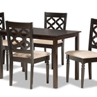 Baxton Studio Ramiro Modern and Contemporary Sand Fabric Upholstered and Dark Brown Finished Wood 5-Piece Dining Set